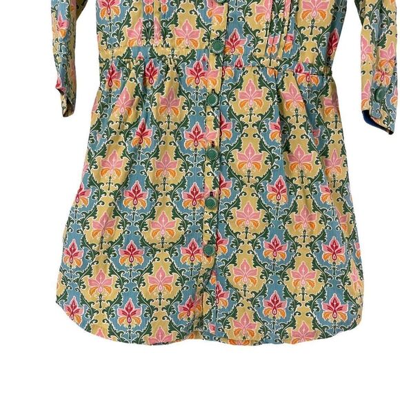 Matilda Jane Tunic Green Acres Size XS 3/4 Sleeve Button Up Belted Preppy Blouse - Picture 5 of 10